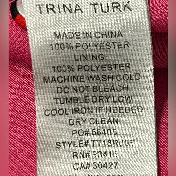 Trina Turk Nat Drawstring Shirt Dress Pink Geometric Print Size XS - Picture 15 of 16